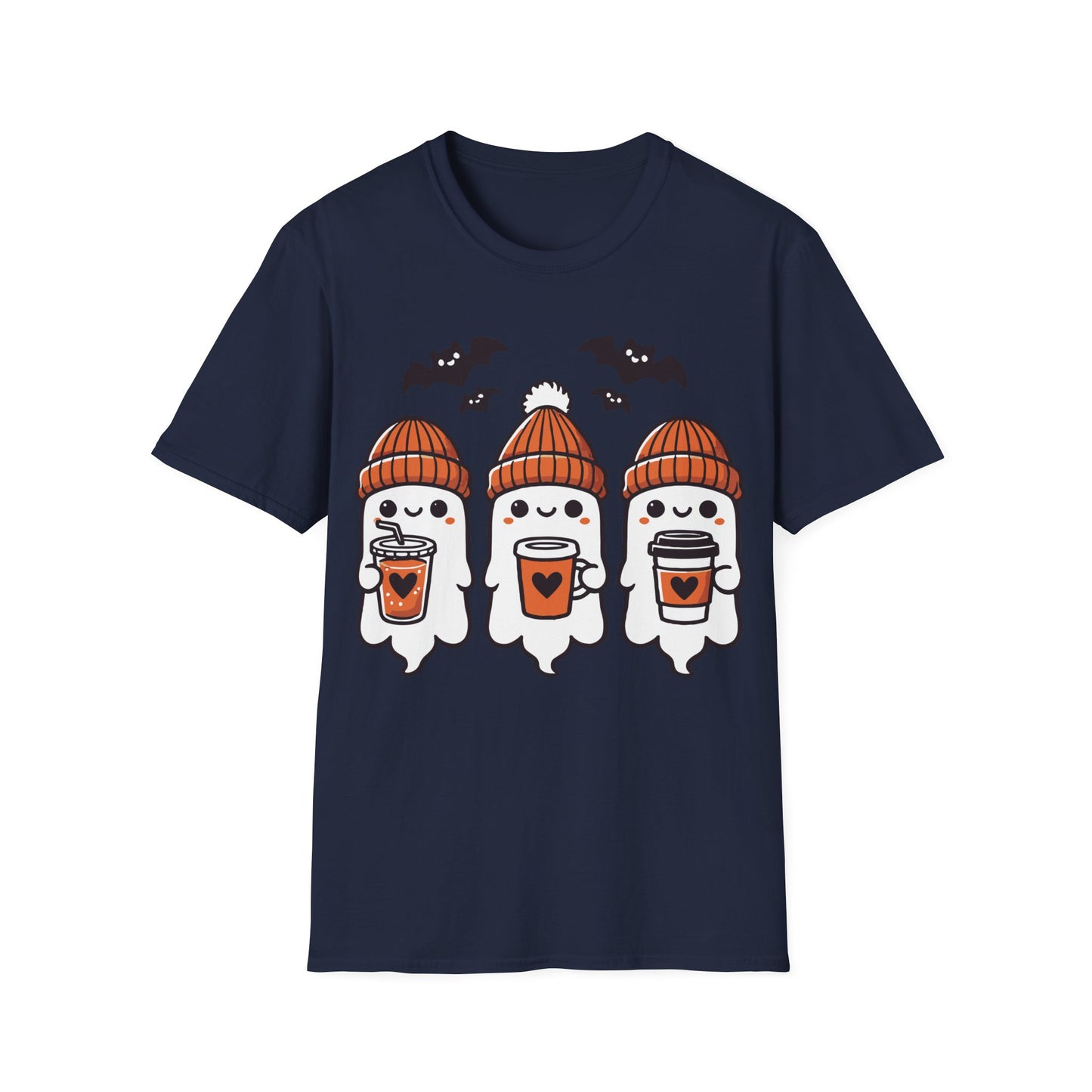 Three Cute Ghosts Coffee Halloween Teacher T-Shirt | Fall Spooky Season Tee