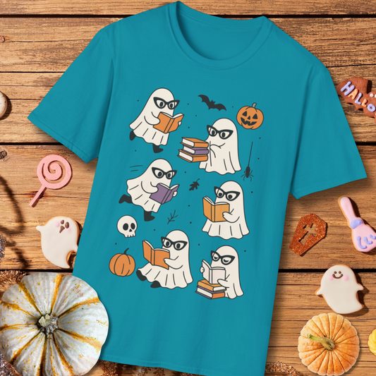 Spooky Bookish Ghosts Shirt – Cute Teacher Halloween Reading T-Shirt