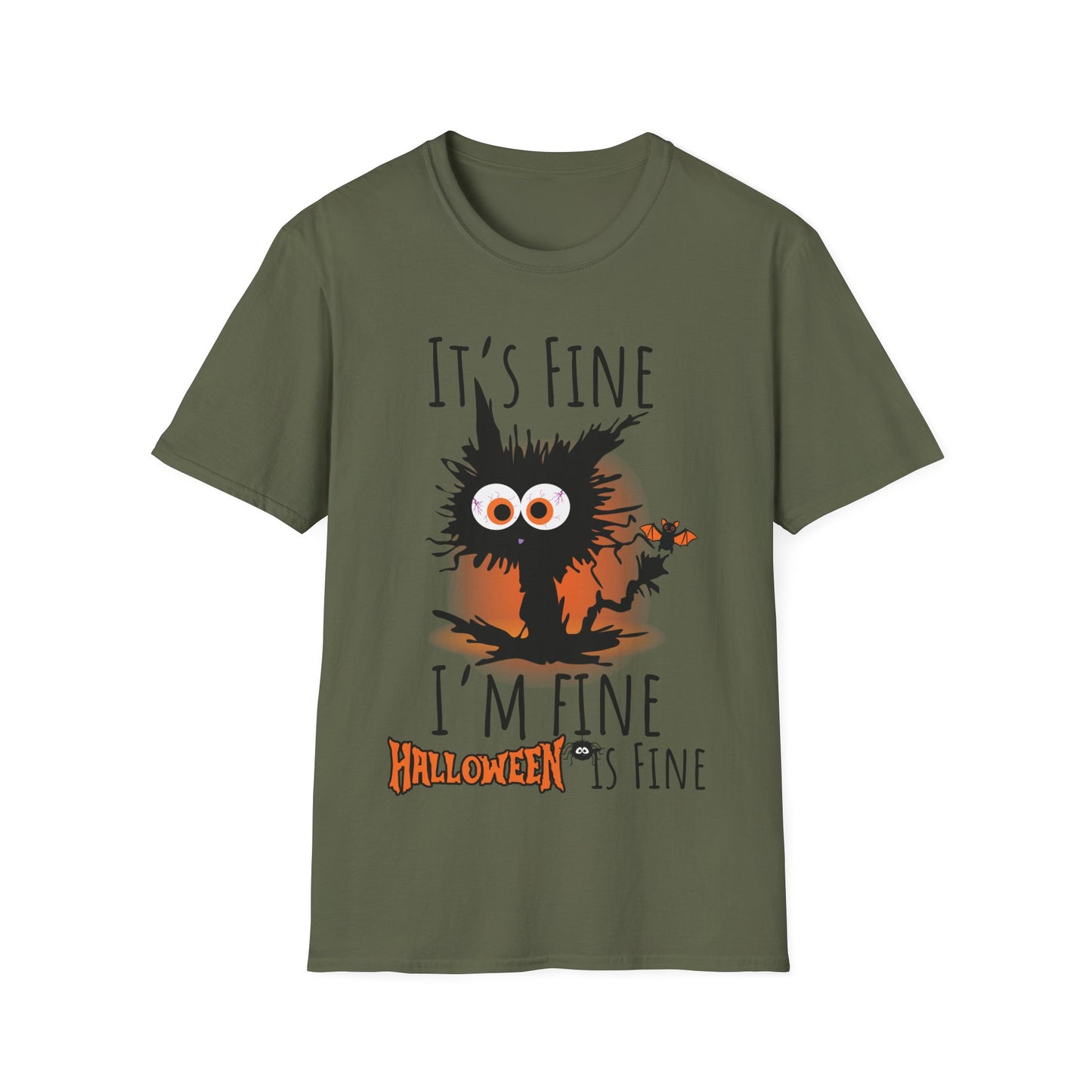 It’s Fine I’m Fine Halloween Electrocuted Cat Teacher T-Shirt