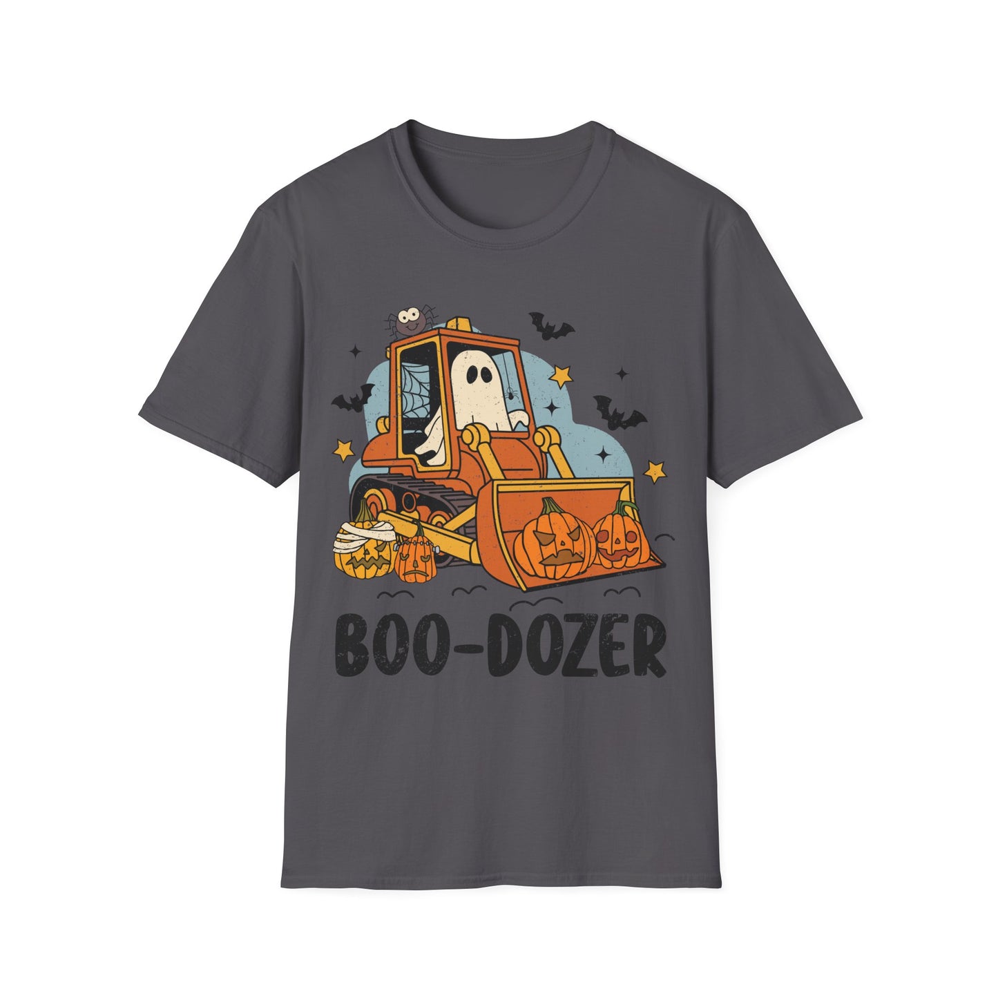 Boo-Dozer Halloween T-Shirt | Funny Ghost Pumpkin Bulldozer Tee