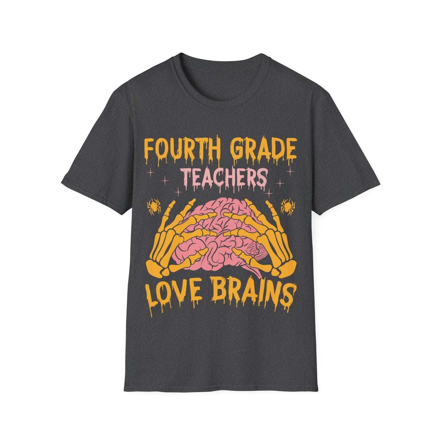4th Grade Teachers Love Brains Halloween T-Shirt | Skeleton Hands Zombie Tee