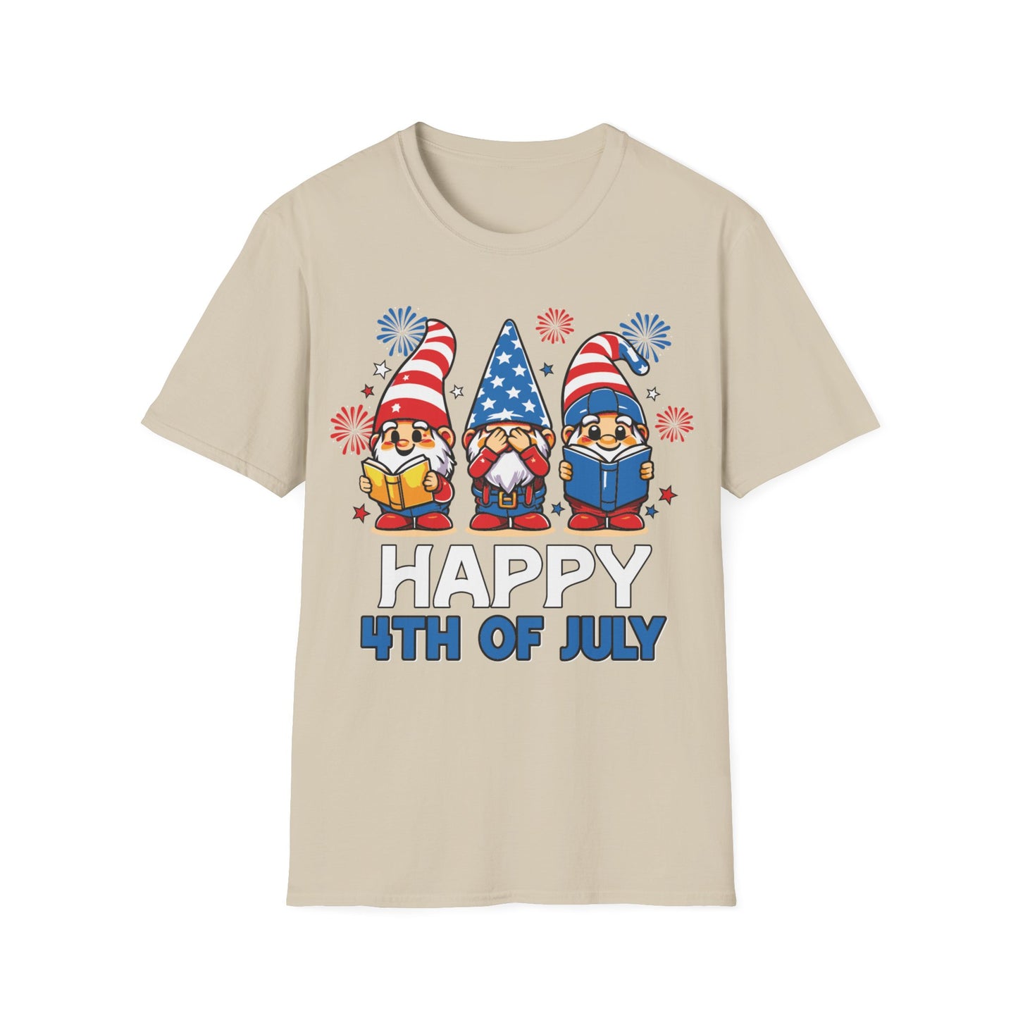 Cute Gnome Happy 4th July  - Short Sleeve T-Shirt