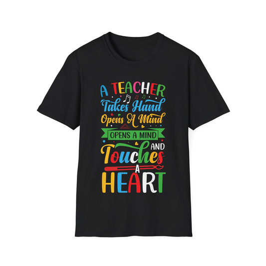 A Teacher Touches A Heart Word Graphic Tee - Back To School T-Shirt