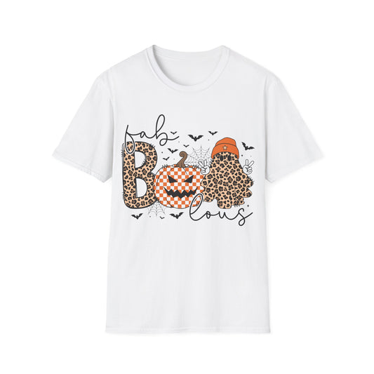 BOO Leopard Print Halloween T-Shirt | Peace Sign Ghost Pumpkin Tee