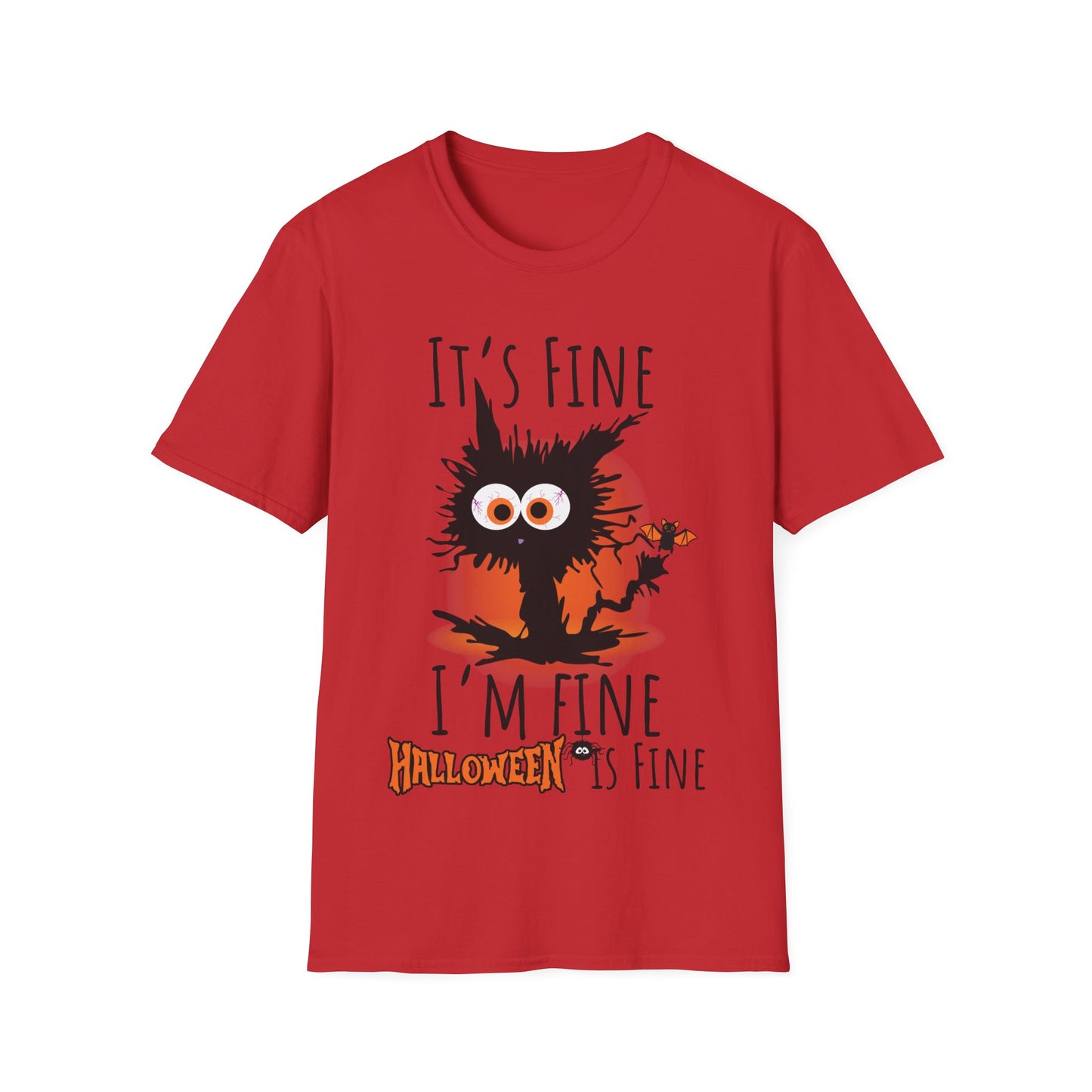 It’s Fine I’m Fine Halloween Electrocuted Cat Teacher T-Shirt