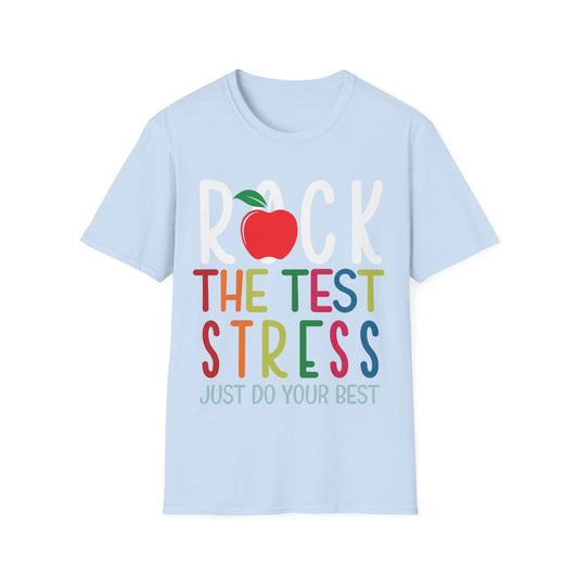 Rock the Test Stress Teacher T-Shirt – Motivational Testing Day Te