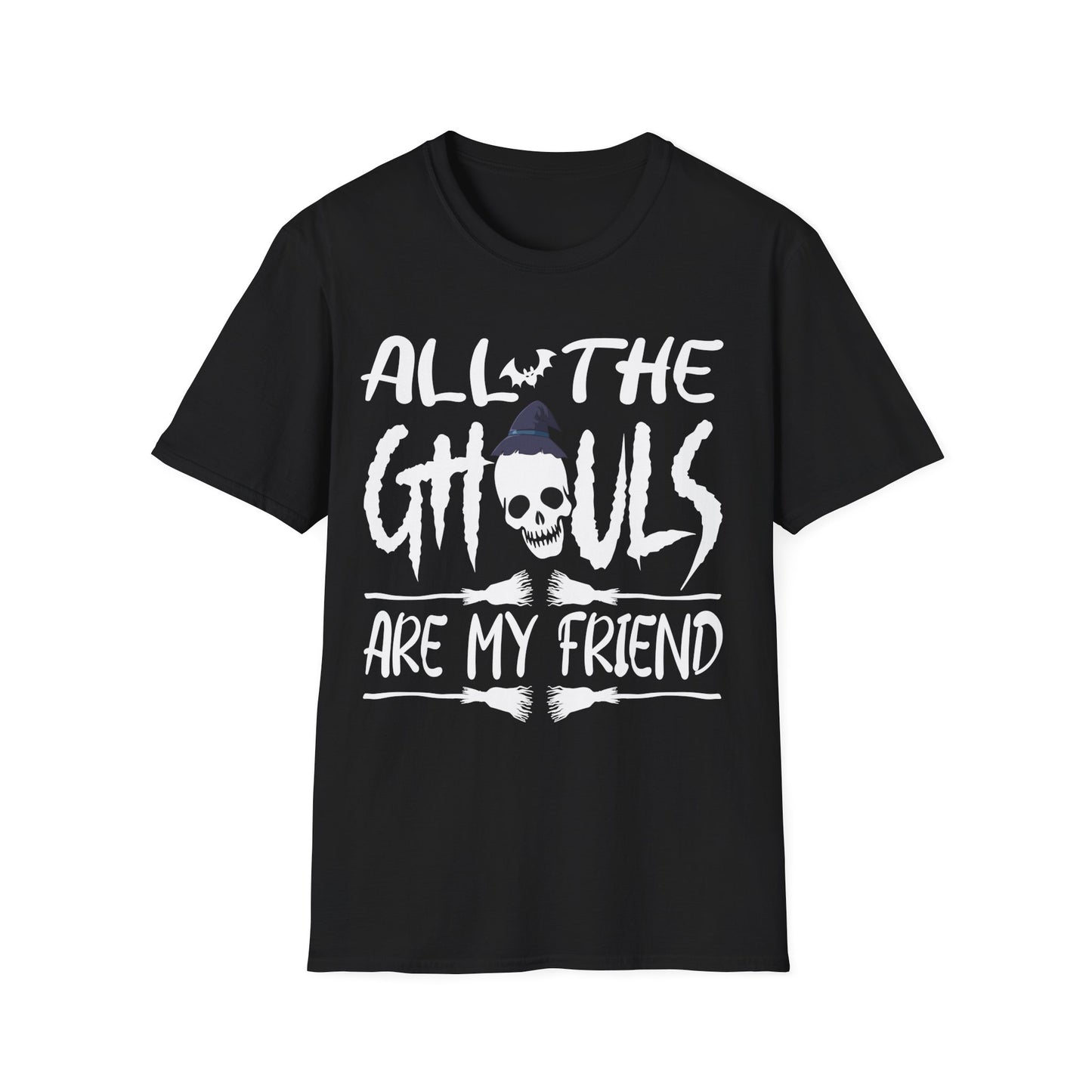All The Ghouls Are My Friend Halloween Shirt | Funny Skull Witch Hat Graphic Tee