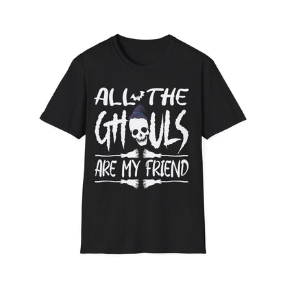 All The Ghouls Are My Friend Halloween Shirt | Funny Skull Witch Hat Graphic Tee