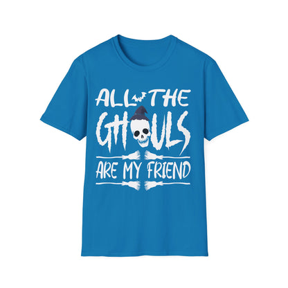All The Ghouls Are My Friend Halloween Shirt | Funny Skull Witch Hat Graphic Tee
