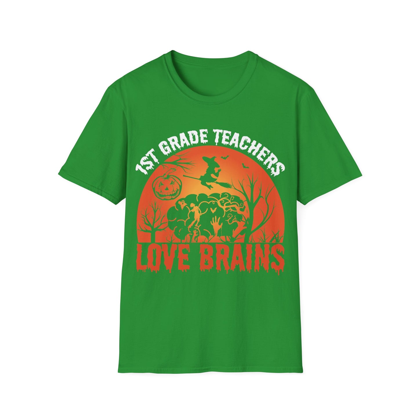 1st Grade Teachers Love Brains Halloween T-Shirt | Funny Zombie Teacher Tee