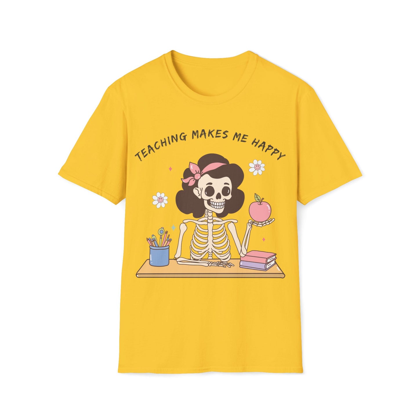 Teaching Makes Me Happy Skeleton Tee - Cute, Graphic, Playful Teacher T-shirt