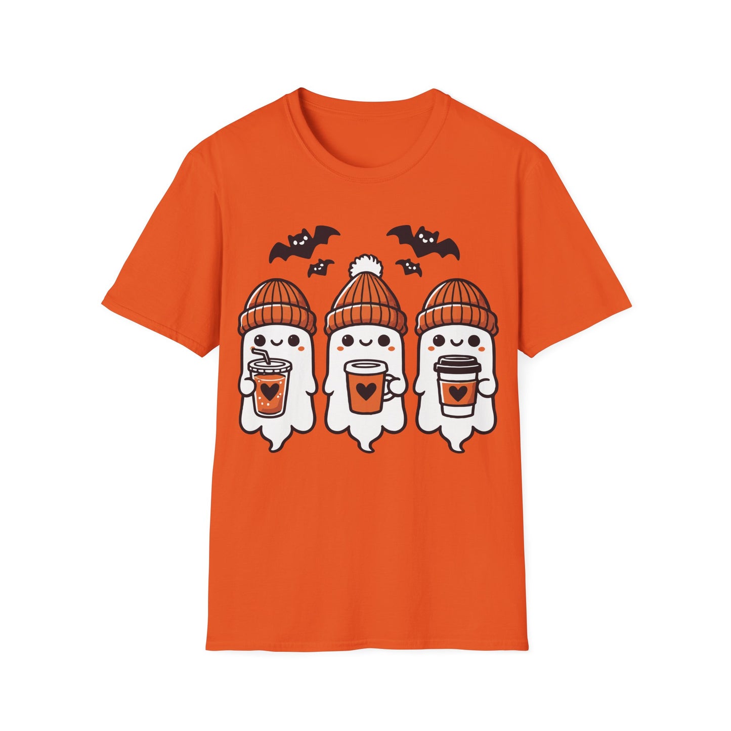 Three Cute Ghosts Coffee Halloween Teacher T-Shirt | Fall Spooky Season Tee