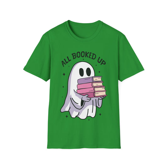 All Booked Up Halloween Shirt | Cute Ghost Reading Book Lover Tee