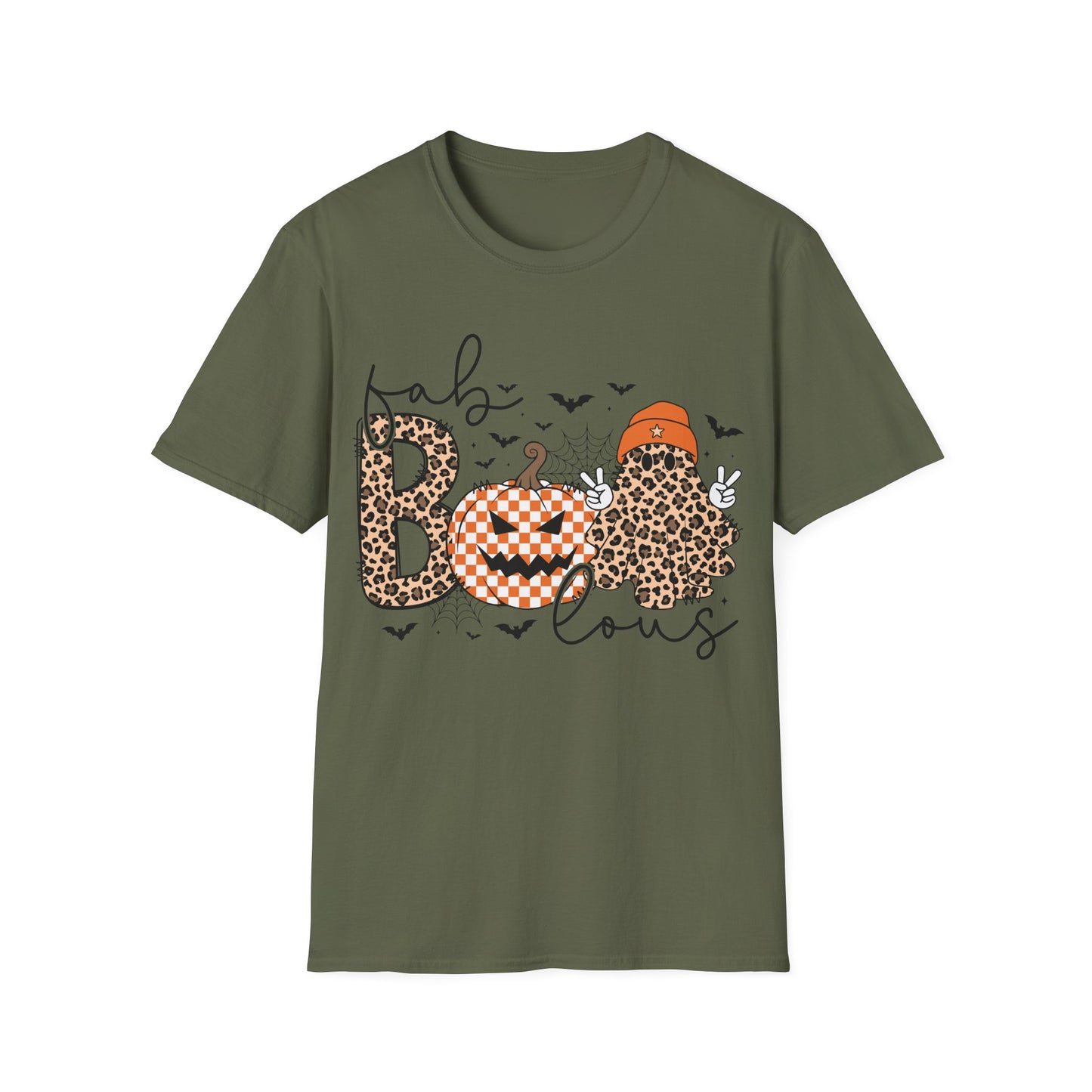 BOO Leopard Print Halloween T-Shirt | Peace Sign Ghost Pumpkin Tee