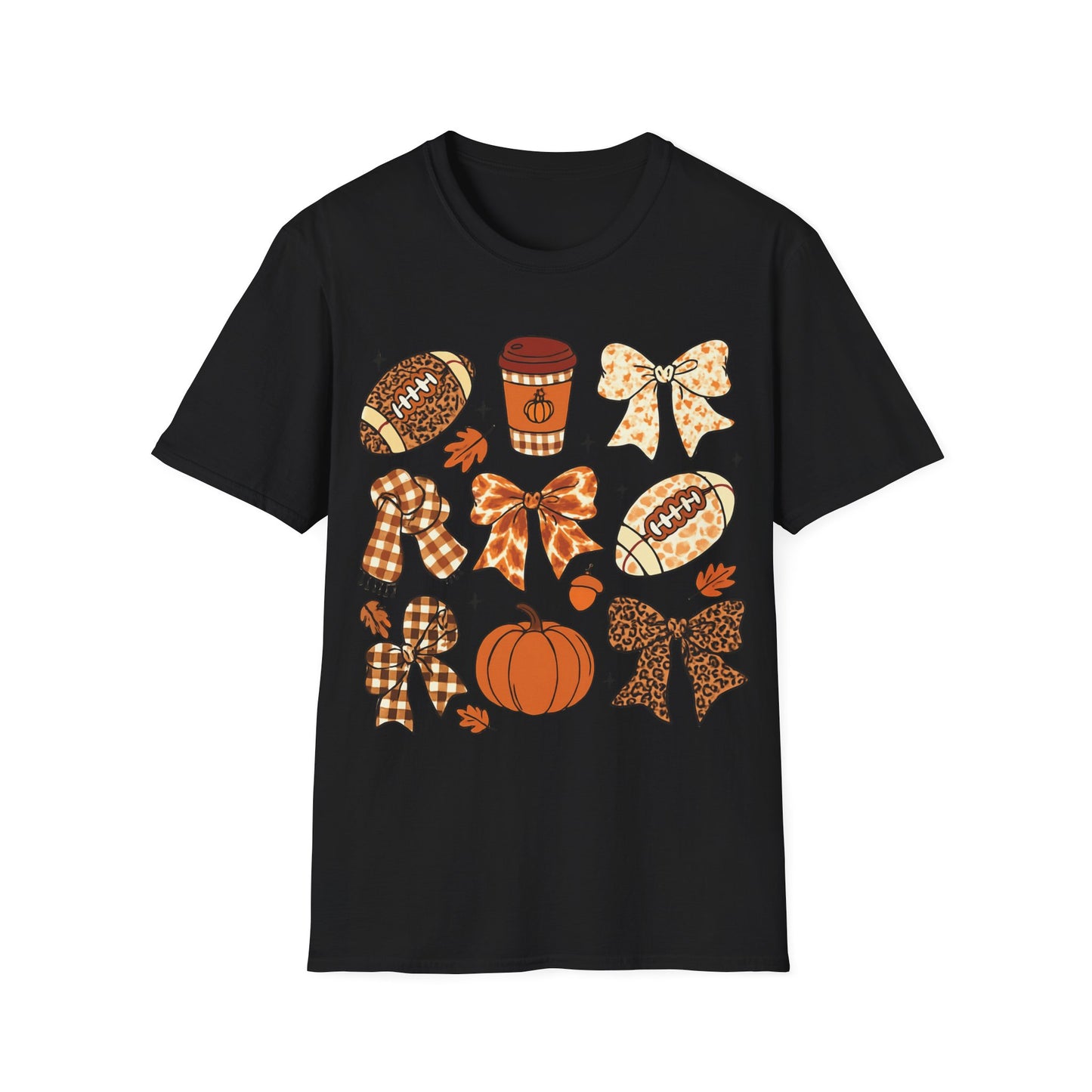 Fall Football Pumpkin Bow T-Shirt – Cute Autumn Game Day Tee