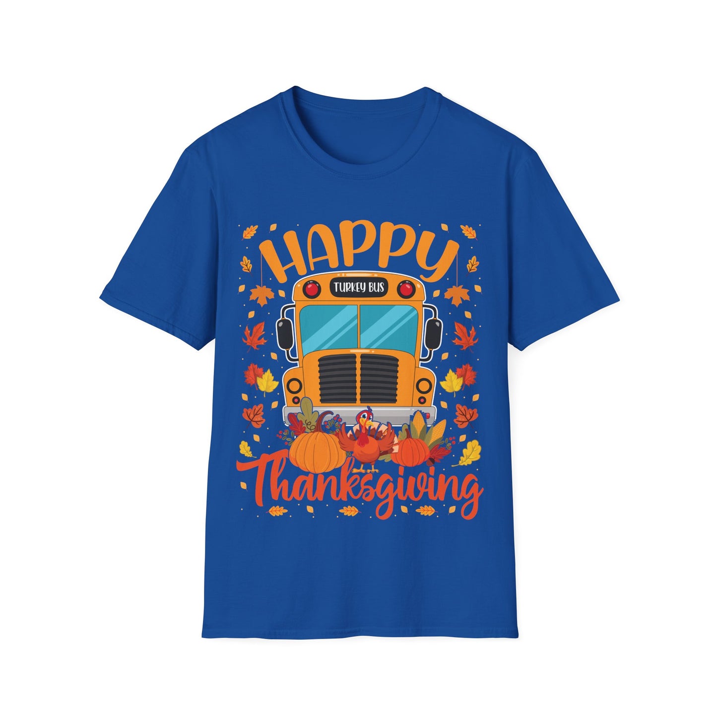 Happy Thanksgiving Turkey Bus Shirt – Cute Teacher + School Thanksgiving T-Shirt