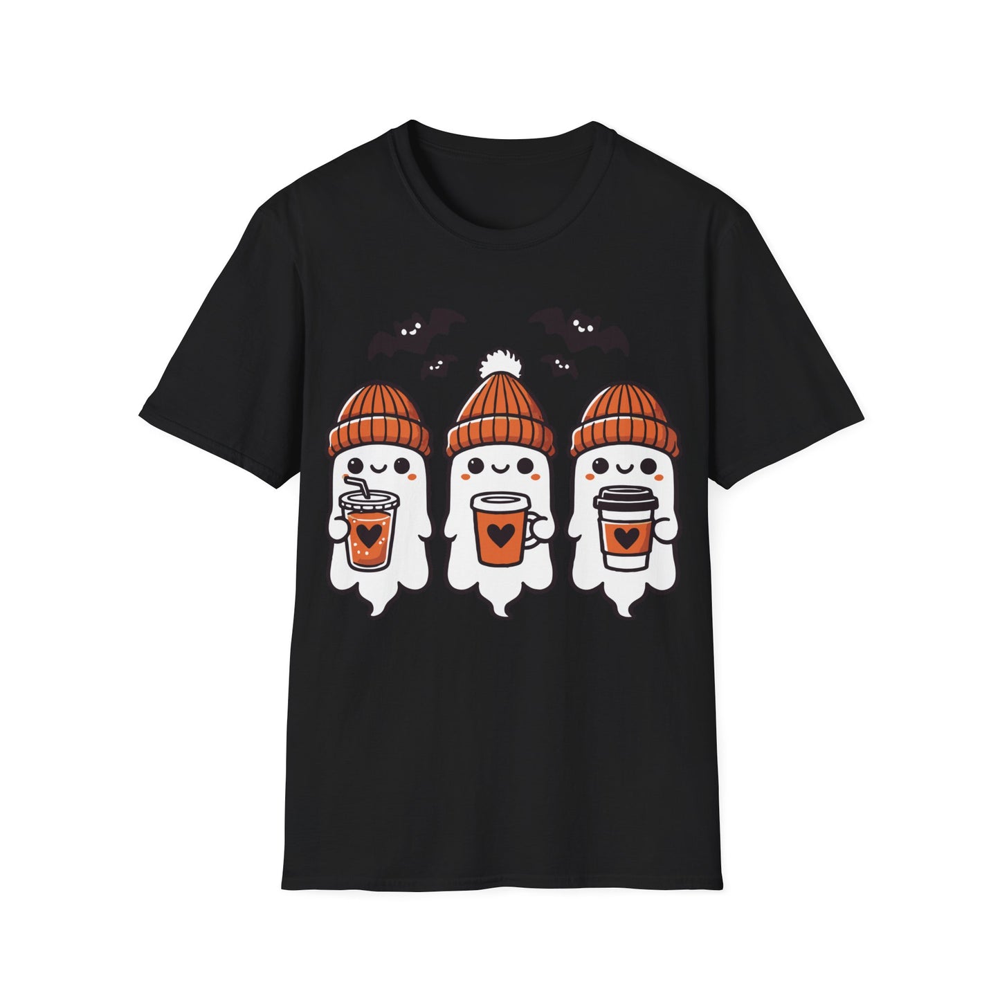 Three Cute Ghosts Coffee Halloween Teacher T-Shirt | Fall Spooky Season Tee