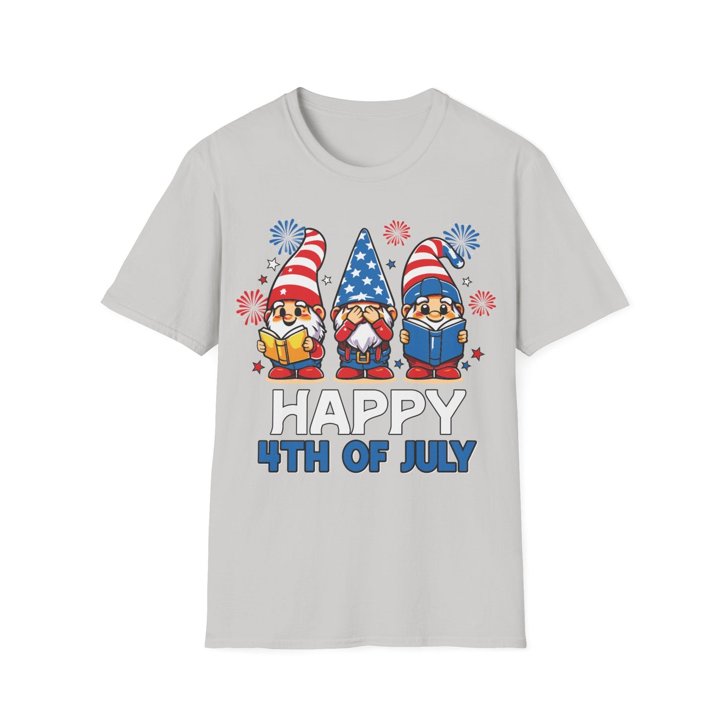 Cute Gnome Happy 4th July  - Short Sleeve T-Shirt