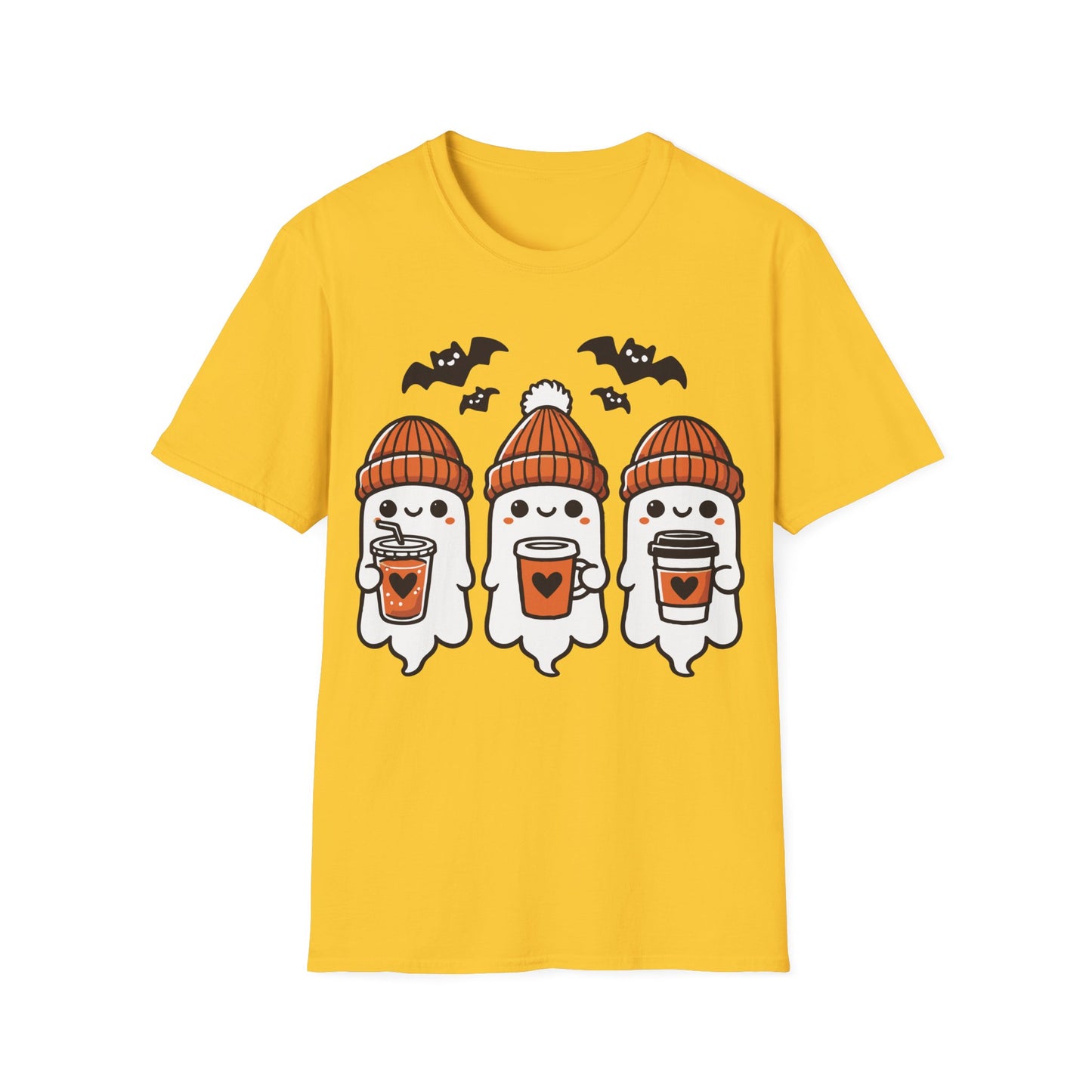 Three Cute Ghosts Coffee Halloween Teacher T-Shirt | Fall Spooky Season Tee