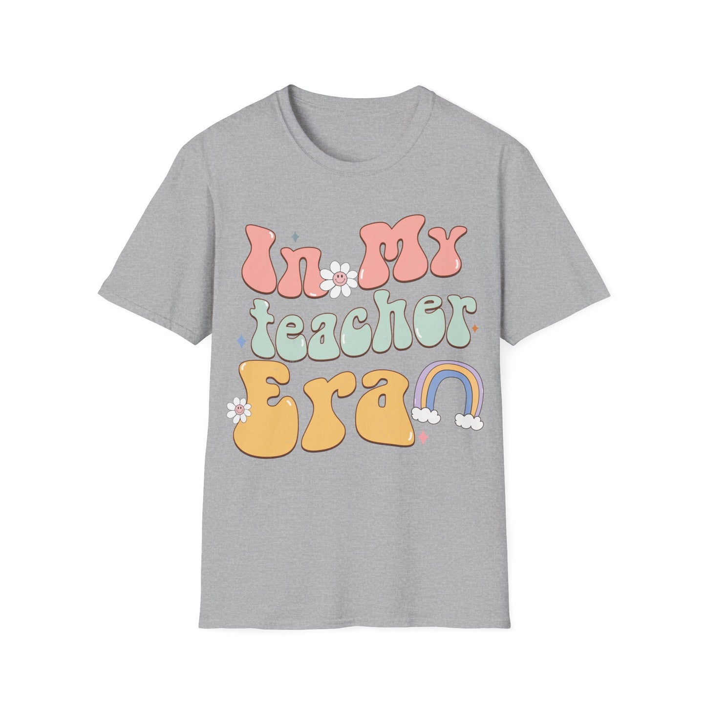 Teacher Era Unisex Jersey T-shirt - Retro Rainbow Design
