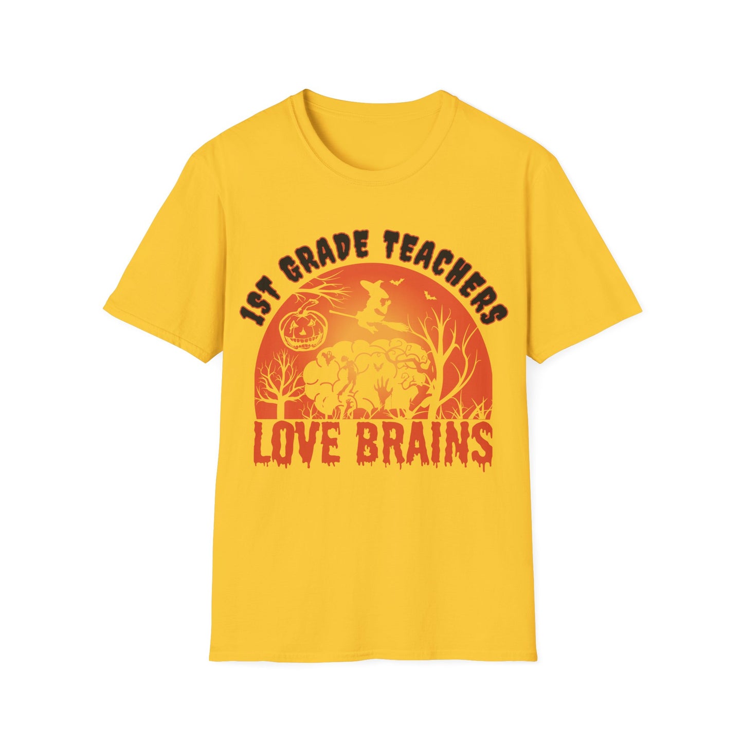 1st Grade Teachers Love Brains Halloween T-Shirt | Funny Zombie Teacher Tee