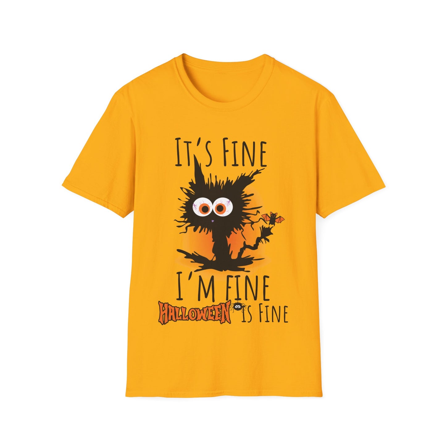 It’s Fine I’m Fine Halloween Electrocuted Cat Teacher T-Shirt